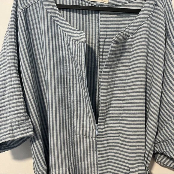 Oddbird Co. 100% Gauze Cotton Striped Blue and White Women's Dress size 2X/3X - Picture 3 of 11